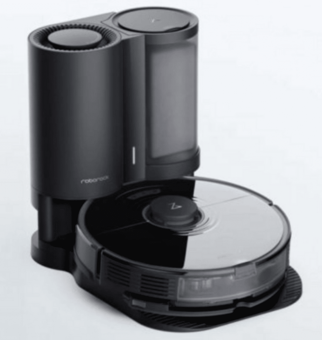 Roborock S7 standing at an auto-empty dust bin